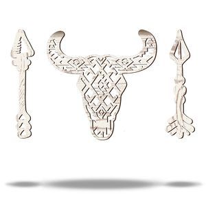 3 Pcs Western Cow Skull Wall Decor 12''wooden Bull Skull Signs With 2 Arrows💝